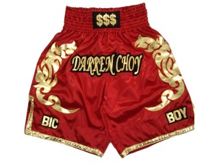 Personalised workout boxing shorts : KNBXCUST-2039-Red